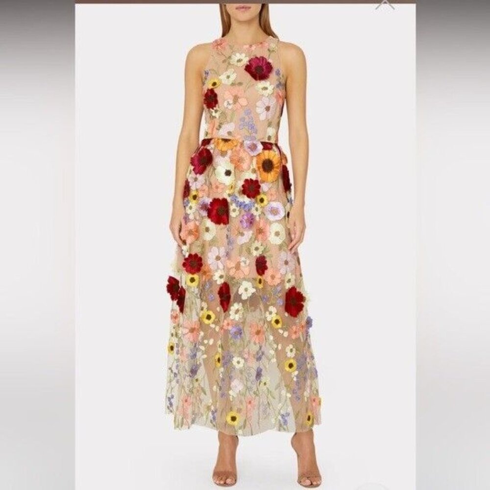 MILLY "HANNAH" 3D EMBROIDERED MIDI/MAXI SOLD OUT EUC